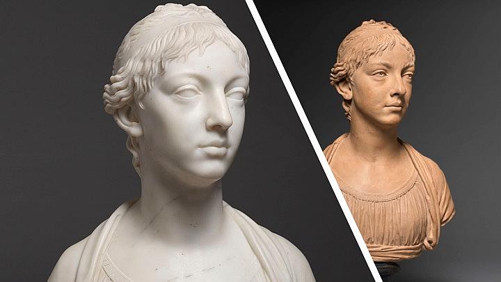 A pair of portrait busts of Clémentine Beugnot (1788-1840) 