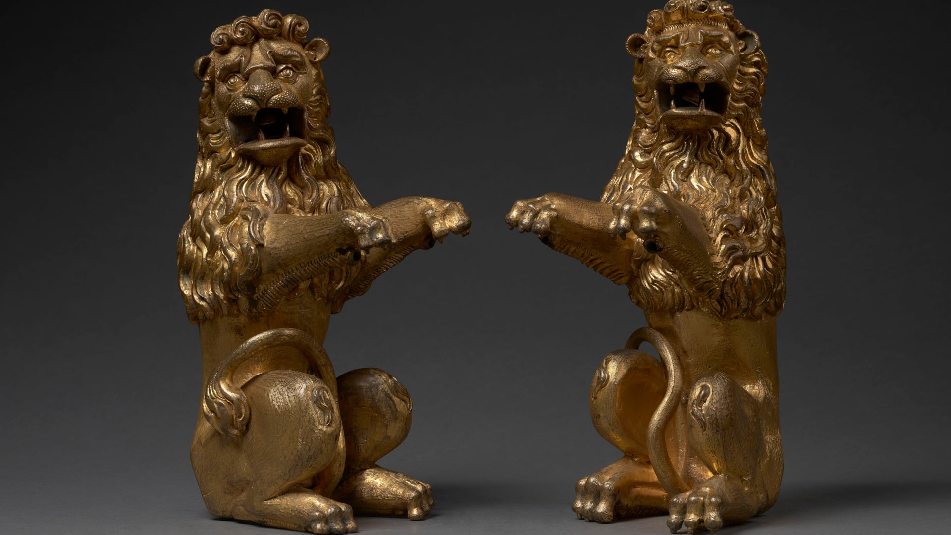 A pair of Heraldic Lions