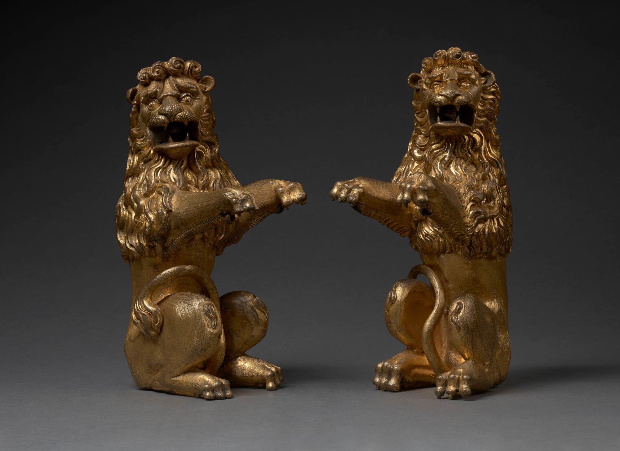 A pair of Heraldic Lions